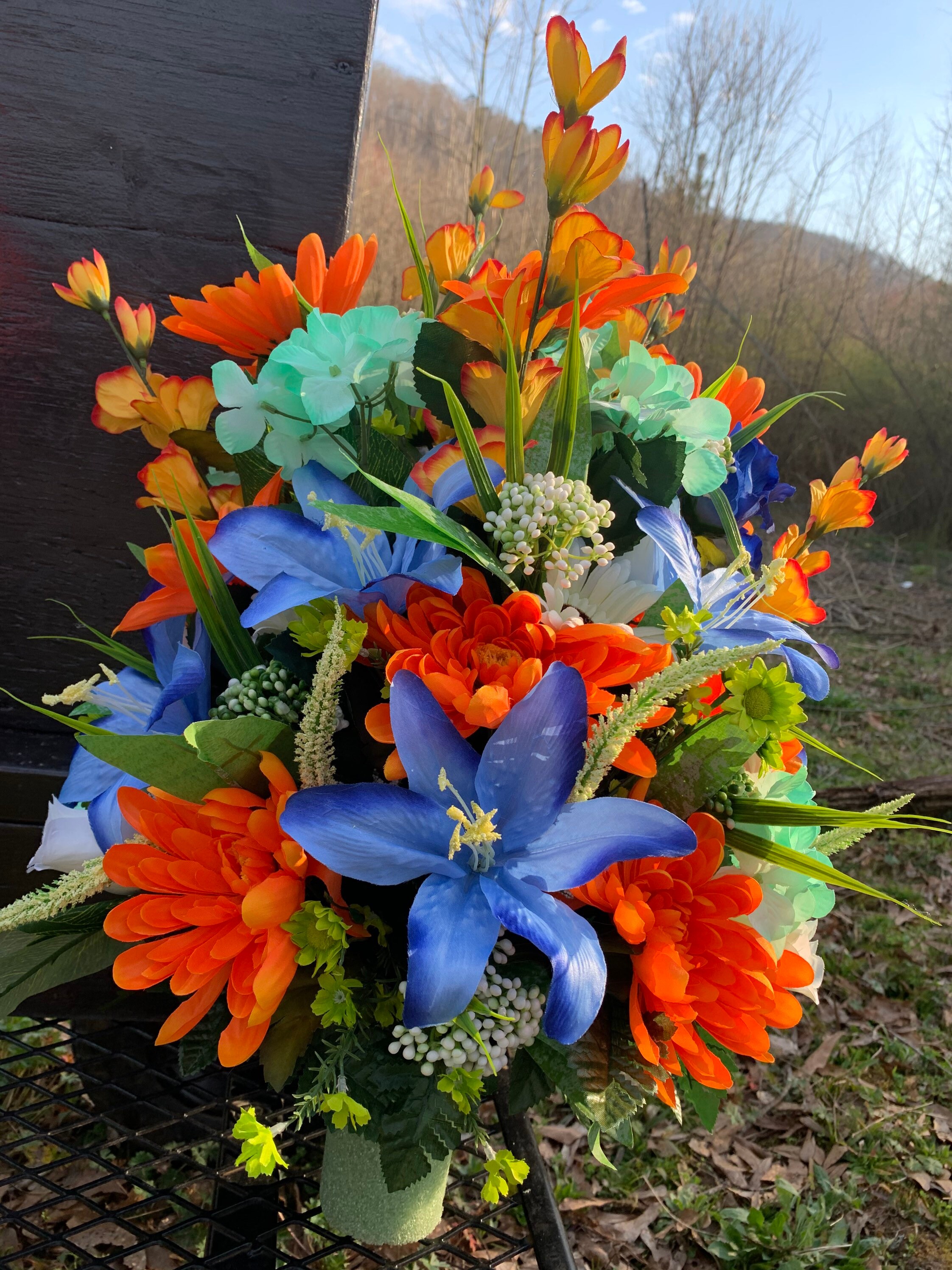 Spring Cemetery Vase Flowers for 3 width Vase Bright Etsy