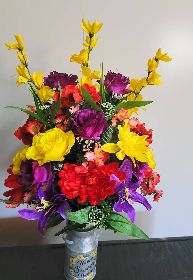 Spring Cemetery Vase Flowers for 3 Width Vase Mix Bouquet Etsy