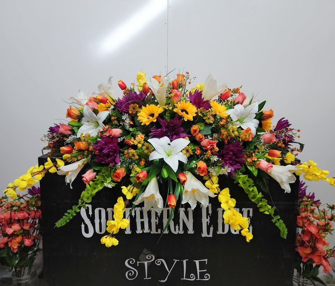 Extra Large Easter Headstone Saddle 37 Length Cemetery Saddle Spring Cemetery Flowers Easter