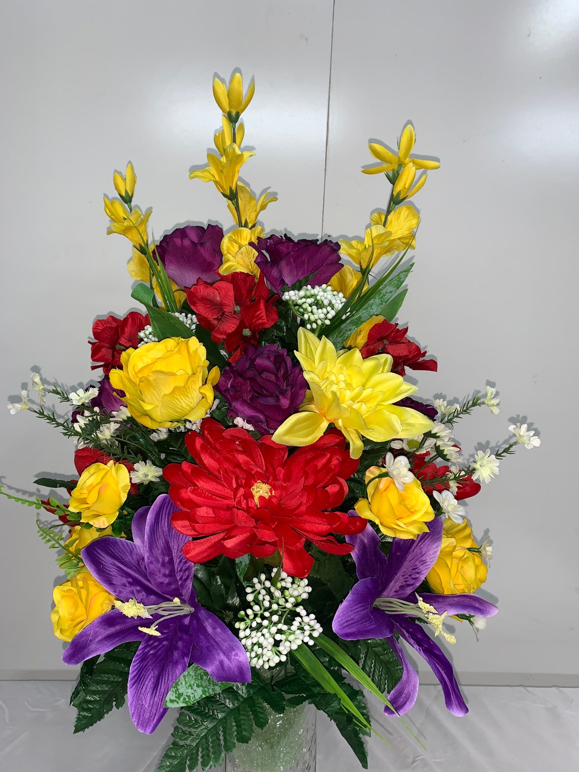 Spring Cemetery Vase Flowers for 3 Width Vase Mix Bouquet Etsy