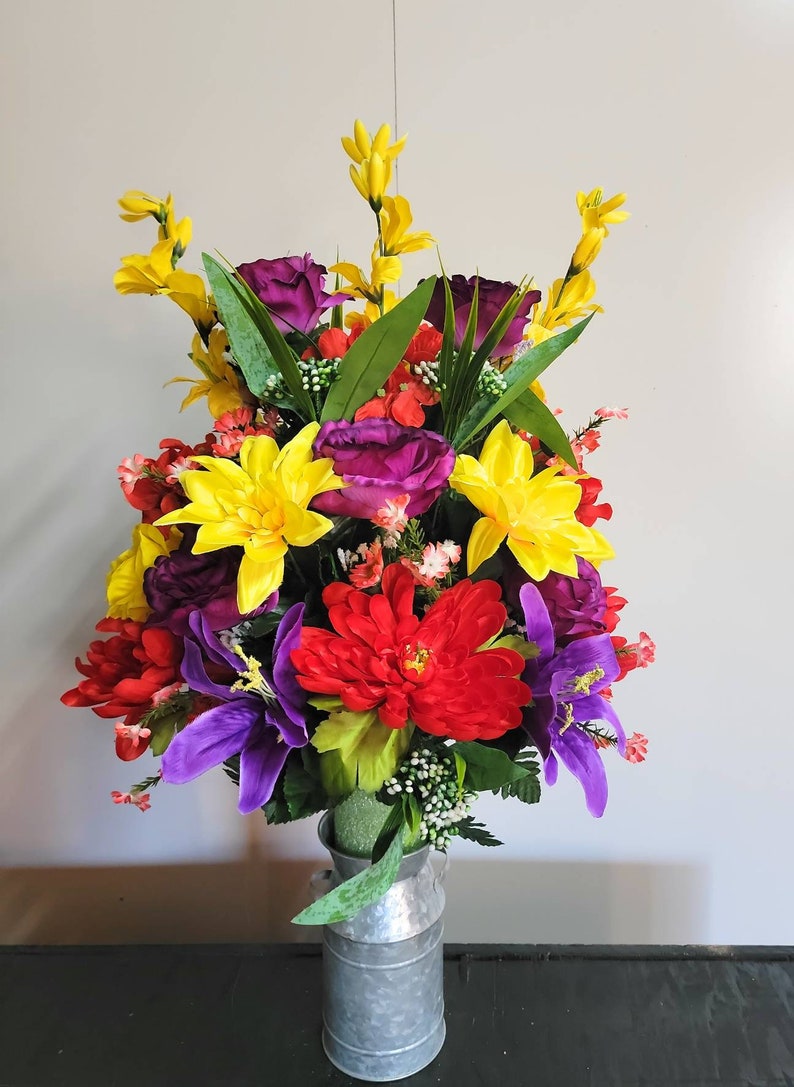 Spring Cemetery Vase Flowers for 3 Width Vase Mix Bouquet Etsy