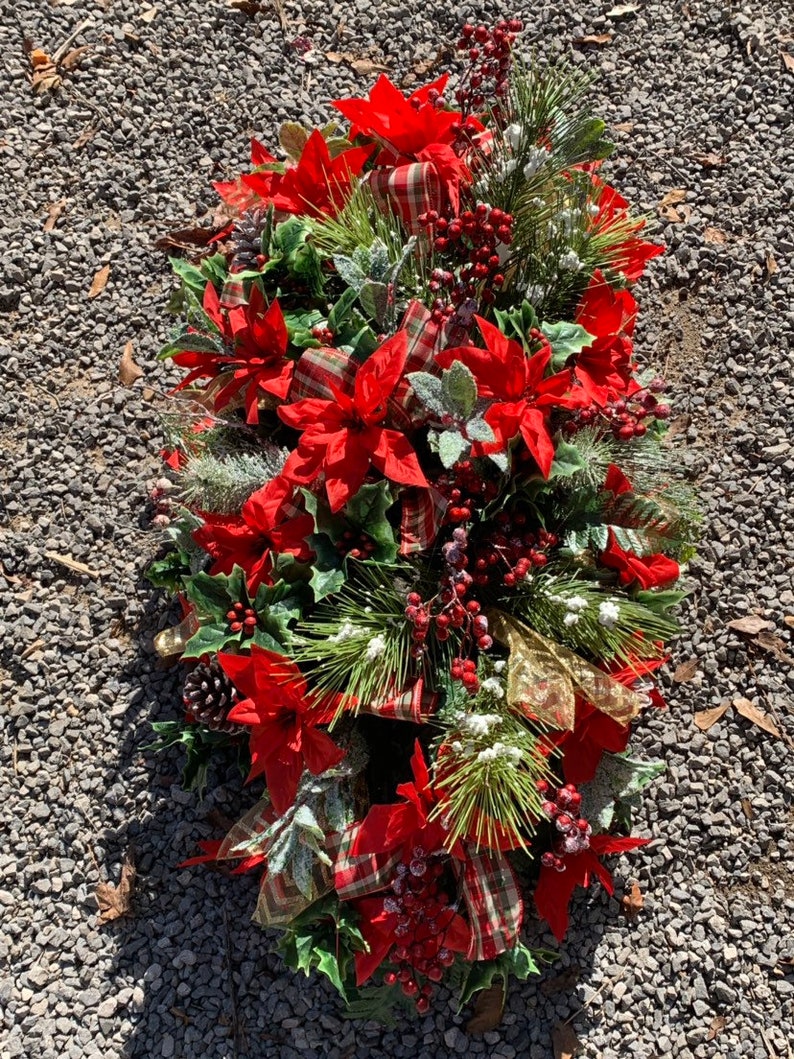 Winter Grave Blanket Christmas Cemetery Flowers winter Grave Blanket