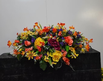 Spring Wildflower Cemetery Saddle: Handmade Memorial Flowers