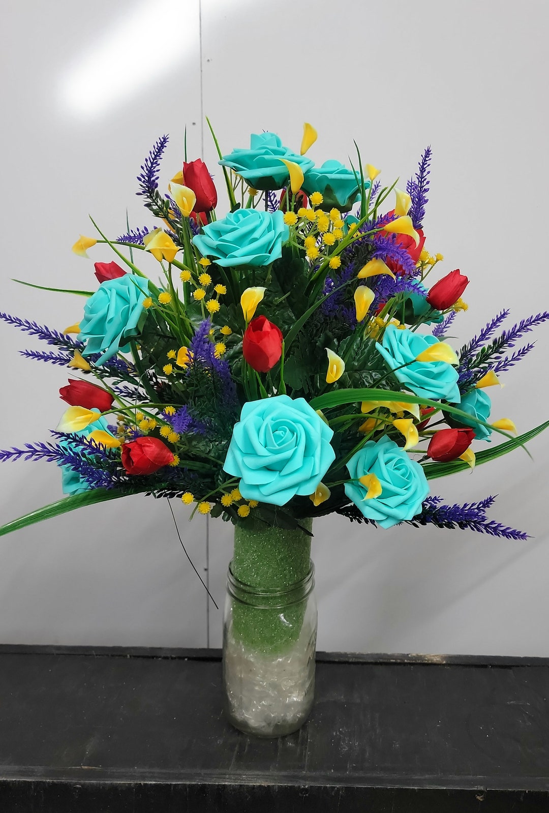 Spring Cemetery Flowers for 3 Inch Grave Vase Cemetery Decoration