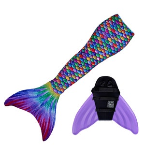 Hawaiian Rainbow Mermaid Tail + Monofin Set - Teen/Adult
