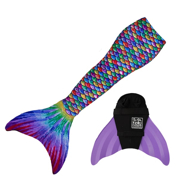 Hawaiian Rainbow Mermaid Tail + Monofin Set - Child