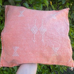 Moroccan Sabra Cactus Silk Tangerine Orange Handmade Square Zipped Cushion Cover 47 x 45 Cm
