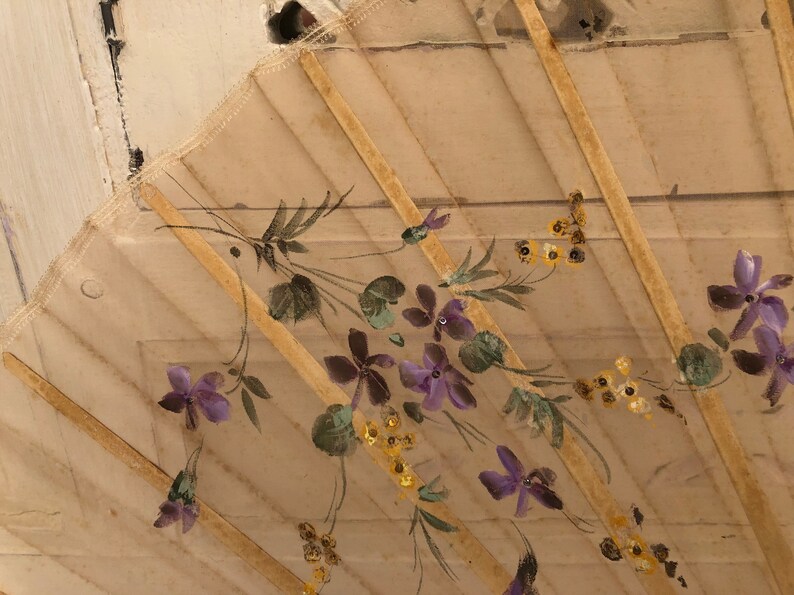 Antique Oriental Large Folding Hand Fan With Damage