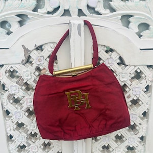 Vintage 1950er Jahre BH Designer Burgund Rote Handtasche