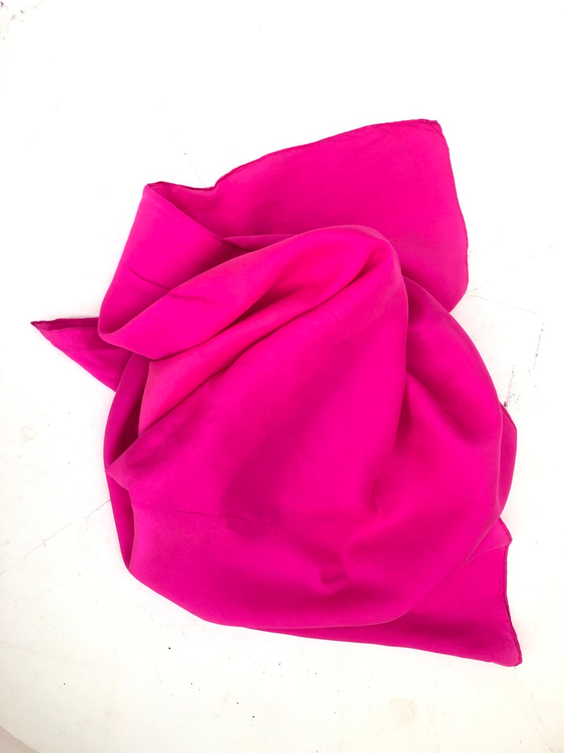 Vintage Fushia Pink Square Silk Scarf | Etsy
