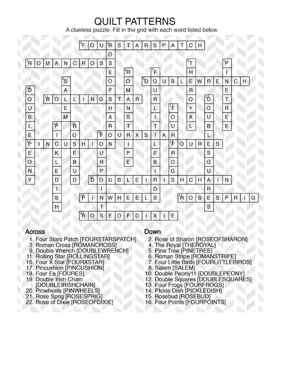 Crossword Puzzles for Quilters Instant Download Gift for - Etsy