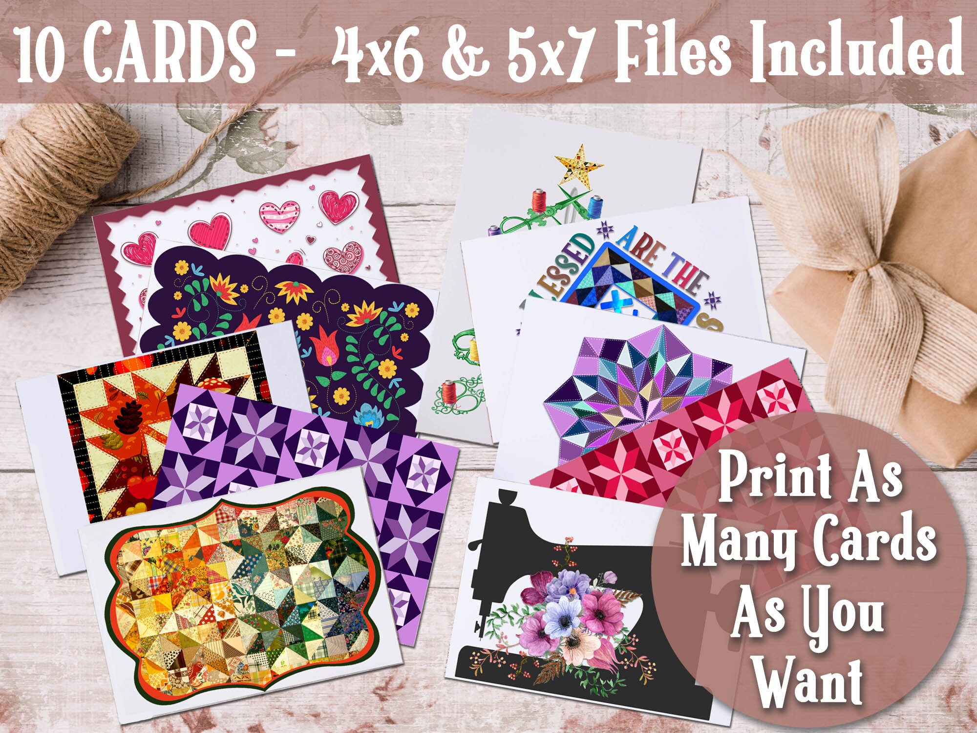 Quilt Cards Instant Download Quilt Card Pack Quilt Themed Etsy