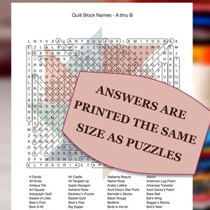 Quilt Puzzle Printables, Quilt Games, Instant Download for Quilters, Quilt Retreat Games, Quilt Meeting Games, 10 Quilt Word Search Puzzles image 4