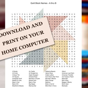 Quilt Puzzle Printables, Quilt Games, Instant Download for Quilters, Quilt Retreat Games, Quilt Meeting Games, 10 Quilt Word Search Puzzles image 3