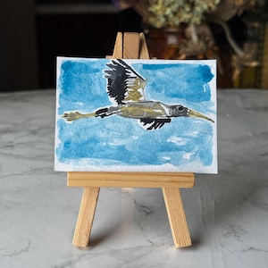 Original Watercolor Bird ACEO: Miniature Bird in Flight Painting