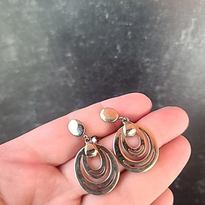 Vintage Silver Tone Metal Dangling Clip-On Earrings