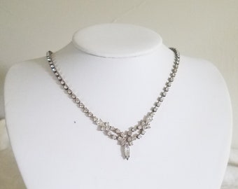 Vintage Princess Rhinestone Wedding Necklace
