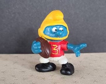 Vintage Football Smurf Toy