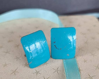 1980s Retro Blue Aqua Clip-on Earrings