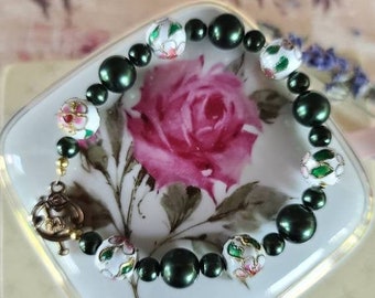 Cloisonne Floral Beaded Bracelet