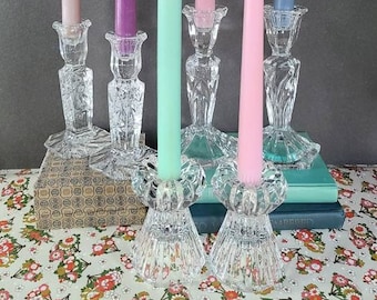 Vintage Crystal Candleholder Lot