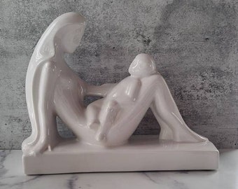 Ceramic Haeger Mother and Child Statue