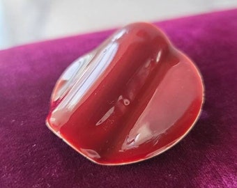 Vintage Red Enamel Wavy Brooch