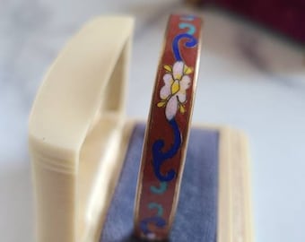 Cloisonne Floral Bangle Bracelet