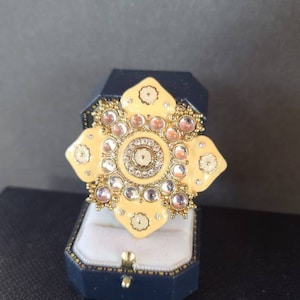 Rhinestone and Enamel Floral Brooch