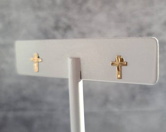 14K Cross Stud Earrings