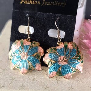 Cloisonne Floral Dangling Earrings image 4