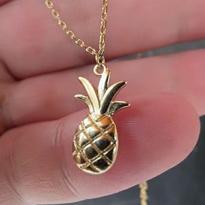 Gold 925 Sterling Silver Pineapple Dangling Charm Adjustable Anklet Vintage