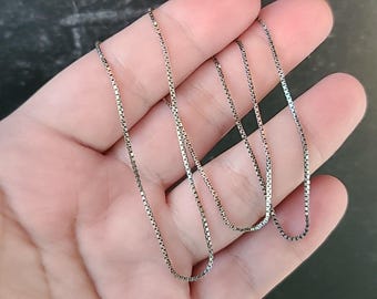16” 2mm, Vintage Italian Sterling Silver 925 Box Chain Necklace