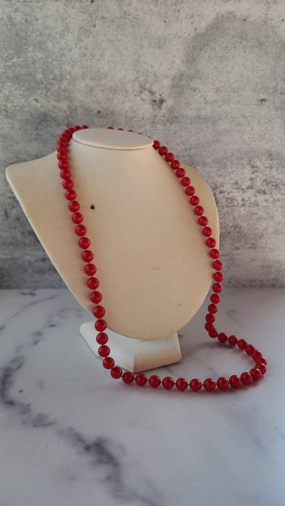 Cherry Red Beaded Necklace - image 2