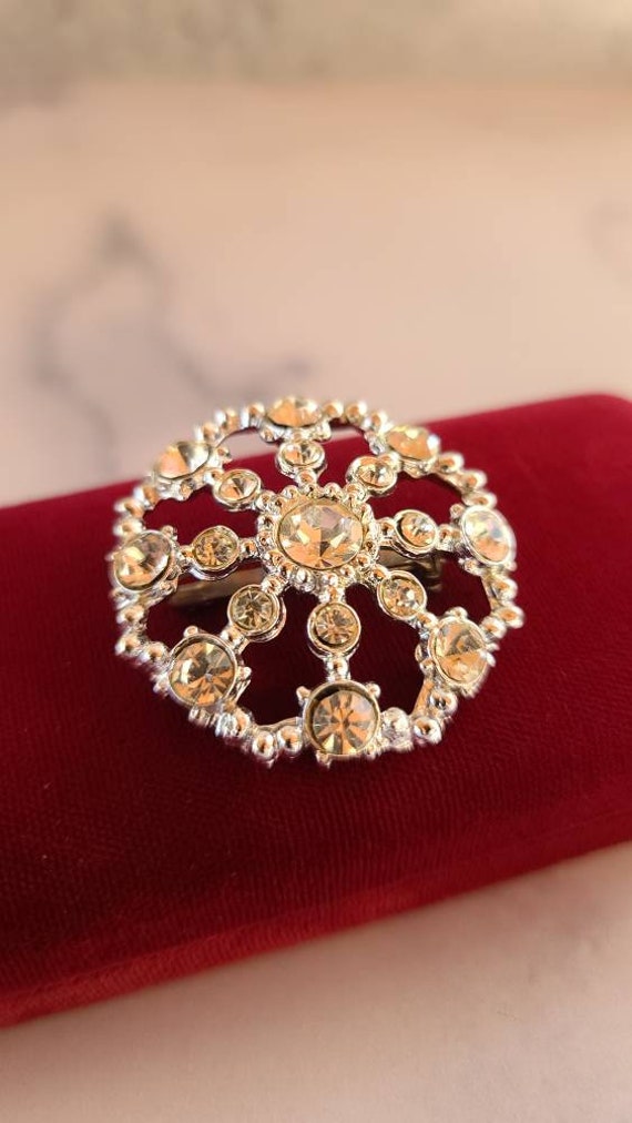 Rhinestone Circular Brooch - image 2