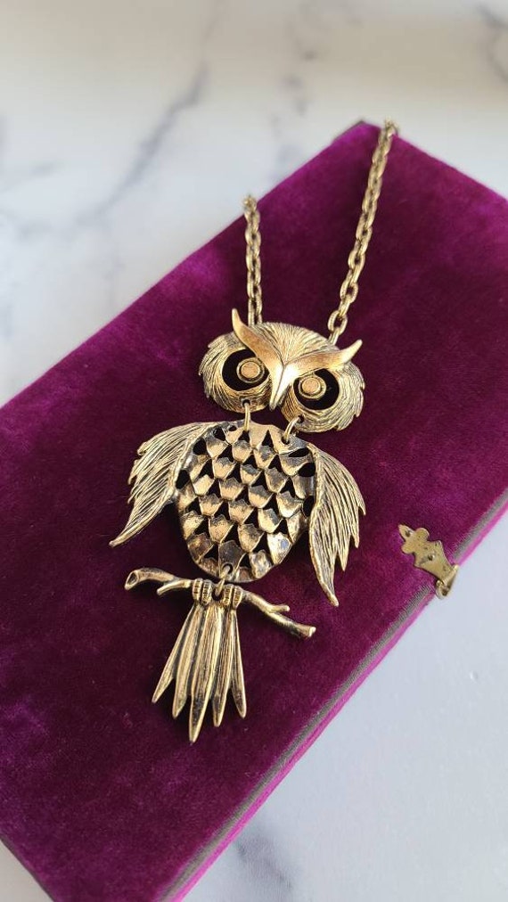 Large Owl Pendant Necklace Gem