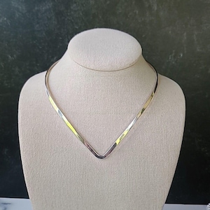 925 Sterling Silver Collar V Shaped Statement Necklace Vintage Mexico