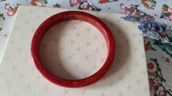 Bakelite Tomato Soup Bangle - image 8