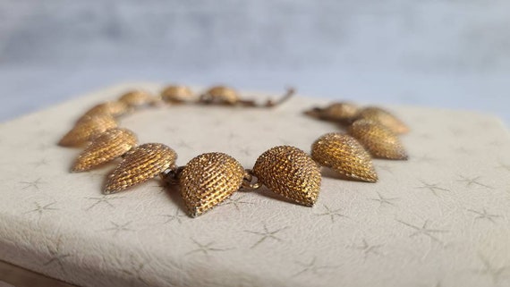 Vintage Gold Tone Textured Bracelet - image 5