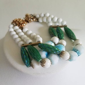 Vintage Beaded Multistrand Bracelet,  Vintage Costume Jewelry, Gifts for Her, Beaded Bracelet