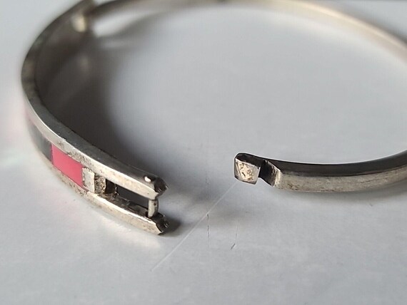 Abalone Shell Hinged Bangle Bracelet Vintage - image 6