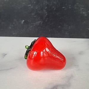 Vintage Red Strawberry Murano Style Fruit Art Glass Hand Blown Large Heavy