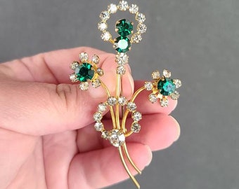 Vintage Rhinestone Flower Brooch