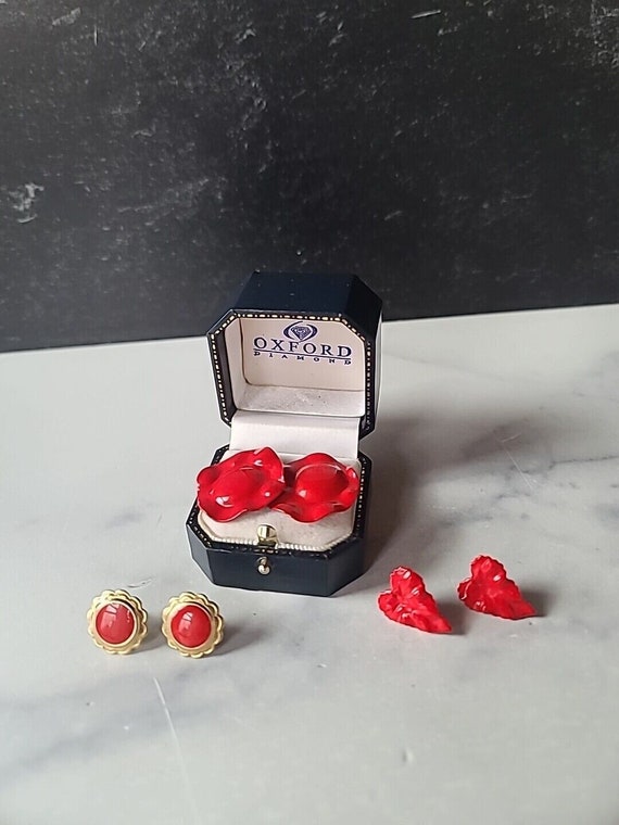 Vintage Red Enamel Earring Lot