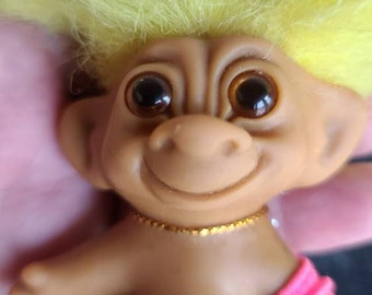 Nude Troll Doll With Gold Tag Holder and Pink Tassled Armband - Etsy