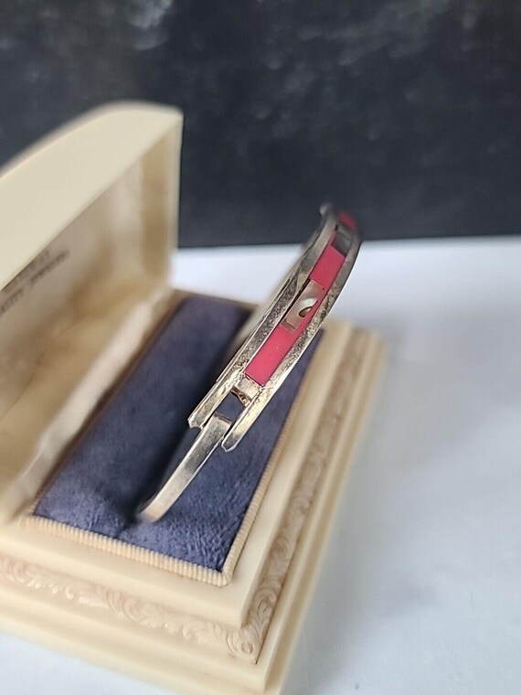 Abalone Shell Hinged Bangle Bracelet Vintage - image 4