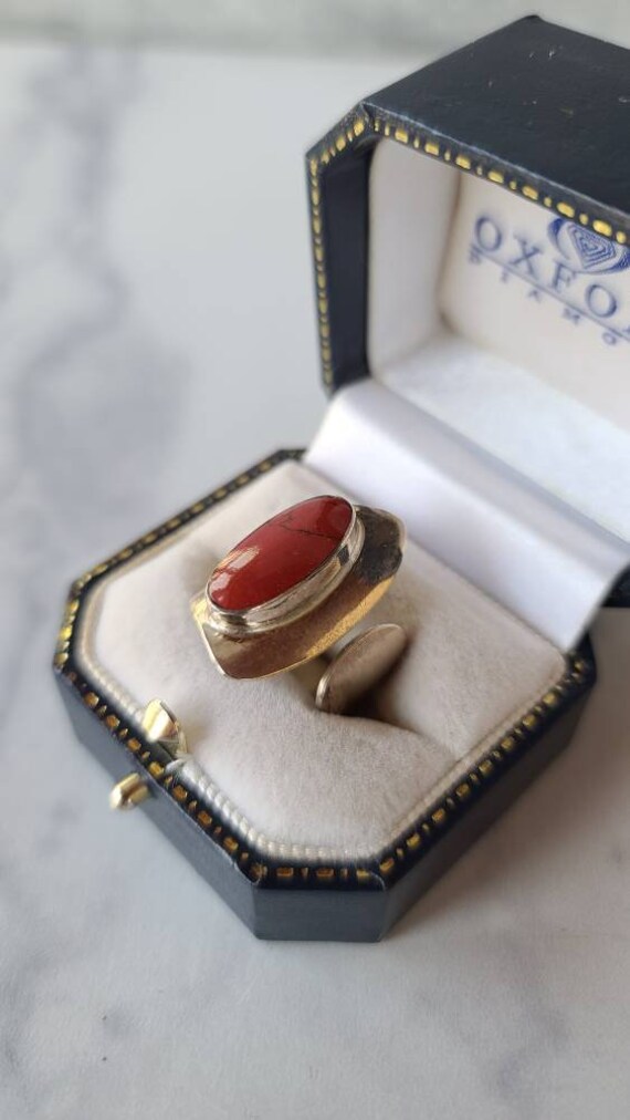 Modernist Coral & Sterling Silver Wrap Ring