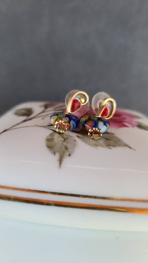 Millefiori Heart Dangling Earrings - image 8