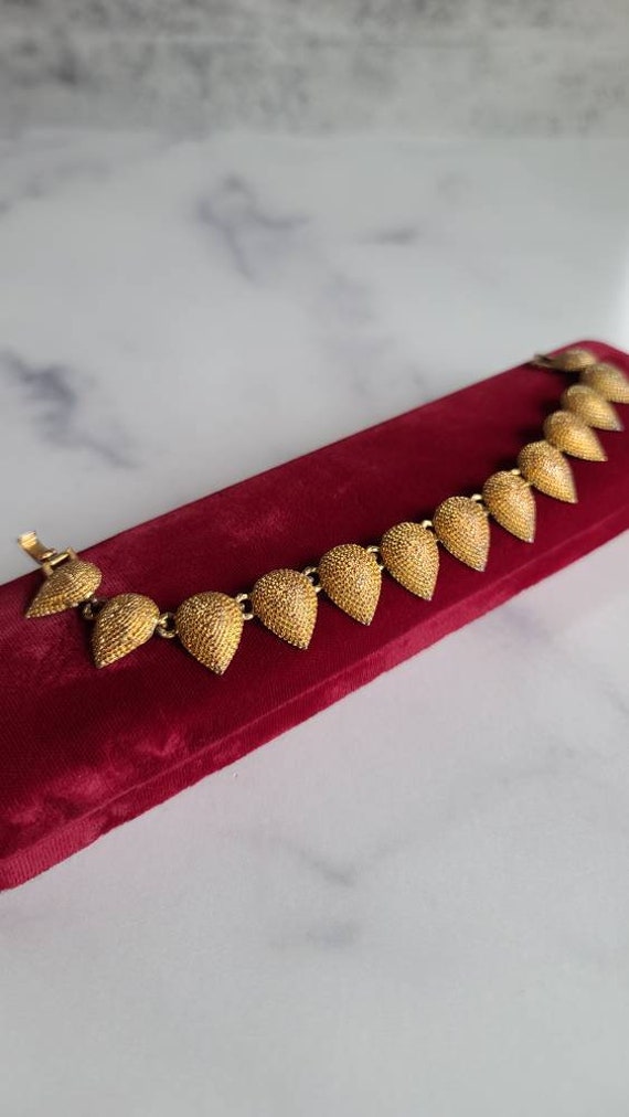 Vintage Gold Tone Textured Bracelet - image 3