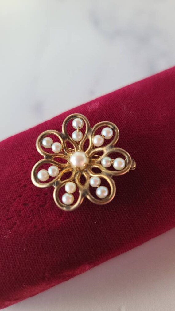 Marvella 12KT GF Floral Brooch - image 3